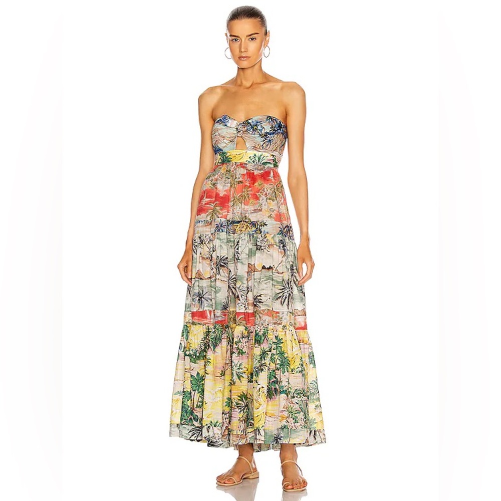 ❌SOLD❌ Zimmermann Juliette Tie Front Maxi Dress Spliced - Picture 2 of 11